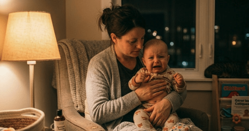 Coliques bébé parent qui console son nourrisson