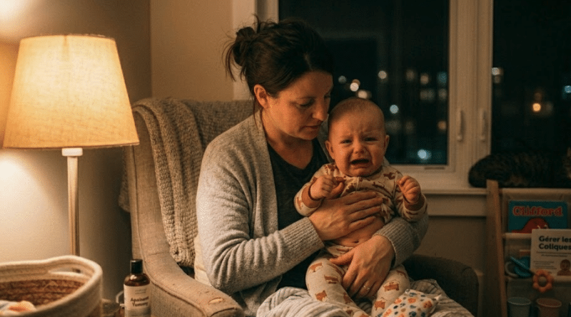 Coliques bébé parent qui console son nourrisson