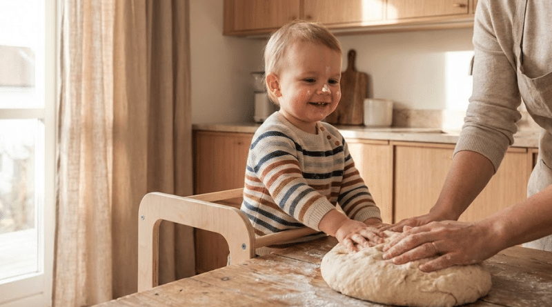 Tour d’observation Montessori en bois dans une cuisine